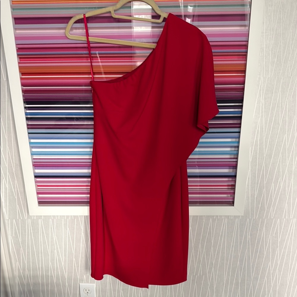 One-Shoulder Red Cocktail Dress